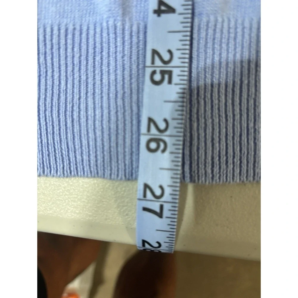 Oscar De La Renta Sweater Mens Large Blu Knit V-Neck Diamond Pattern Lightweight